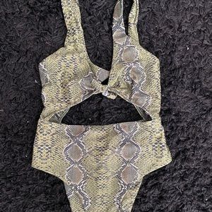 Olive Snake print one piece